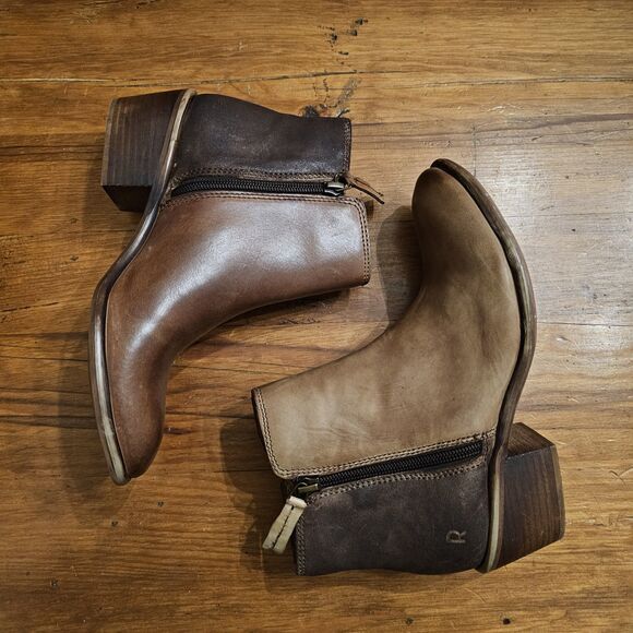 ROAN By Bed Stu 6 Liz Distressed Leather & Suede Double Zip Handmade Ankle Boots - Picture 5 of 9